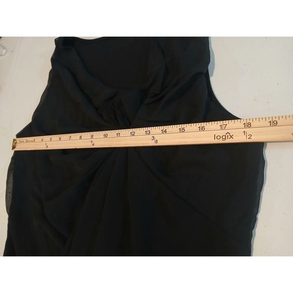New York & Company L Black Draped Rosette Sleeveless Blouse Top Large Stretch - Picture 7 of 11